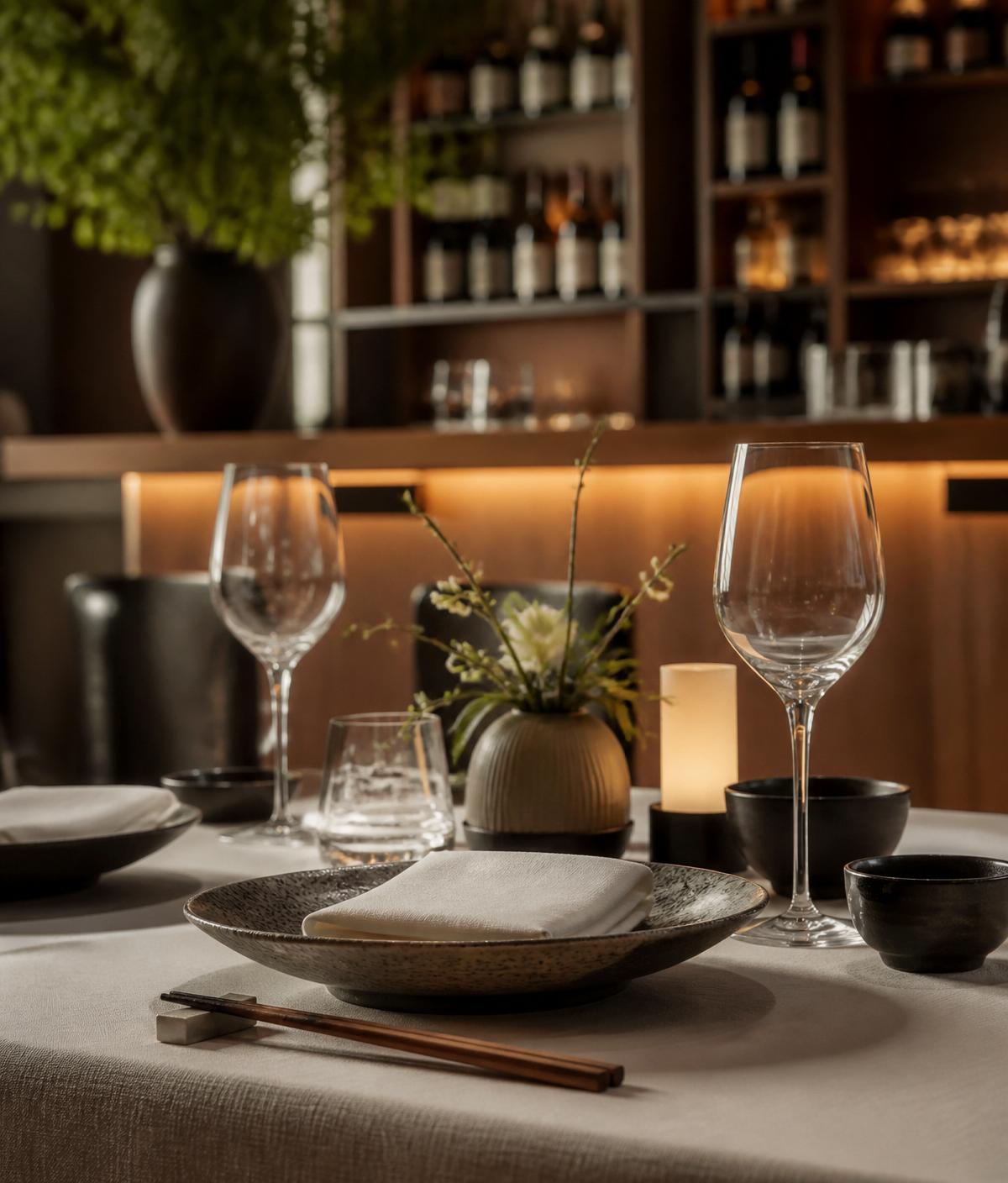 Modern eingedeckter Tisch in einem Restaurant